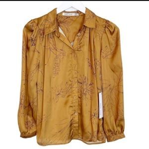 Bishop & Young long sleeves Floral Gold blouse sz S